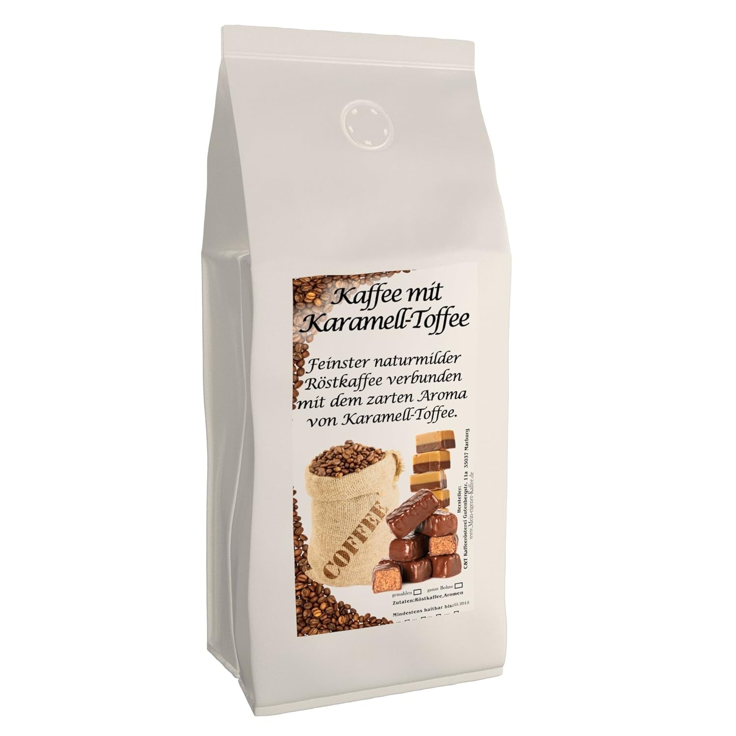 Aromakaffee - Aromatisierter Kaffee - Ganze Bohne - Frisch Von Uns Geröstet (Karamell, 500 Gramm)