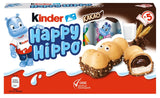 Kinder Happy Hippo Hazelnut – Specialitate crocantă de napolitane cu lapte și cremă de alune – Dulciuri pentru Carnaval și Mardi Gras – 1 pachet conținând 5 batoane individuale a câte 20,7 g fiecare