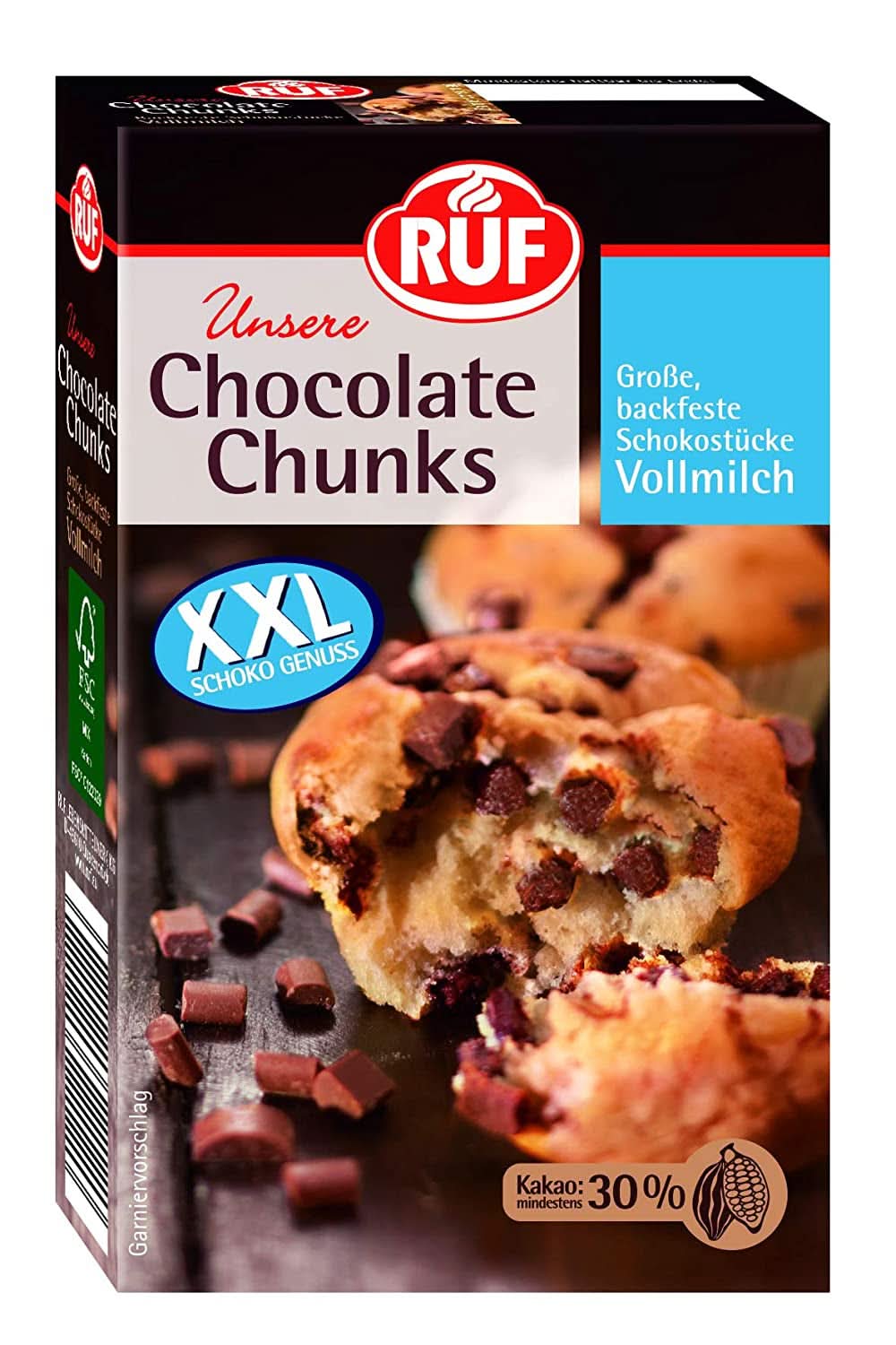 RUF, picături de ciocolată neagră XXL pentru coacere, vegane, fără gluten, 100 grame Glazuri si Decor Naty Shop Ciocolata cu Lapte