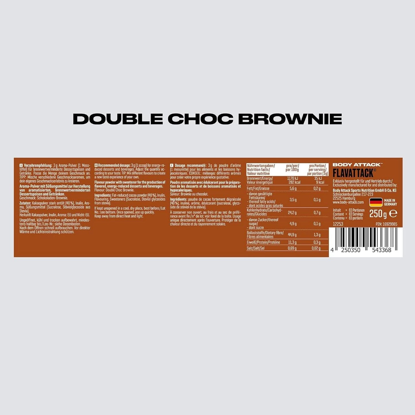 Body Attack Flavattack®, Double Choc Brownie, 250G / 83 porții Arome Naty Shop