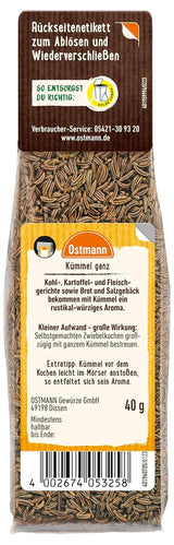 Ostmann - Chimen întreg, pentru aromatizarea pâinii și a produselor de patiserie, 40 grame Condimente Naty Shop