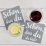 Șervețele de cocktail HEKU 'Schön Dass Du Da Bist', 3 straturi, 25X25Cm, 150 bucăți I Design elegant I Ideal pentru sărbători I Practic ambalate