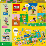 LEGO Classic Creative Animals, cutie cu cărămizi colorate, construiește figurine de animale din cărămizi precum câine, pisică, iepure, hamster și pasăre, jucărie de construcție pentru băieți și fete de la 5 ani 11034 Seturi de constructie Besuche den LEGO-Store