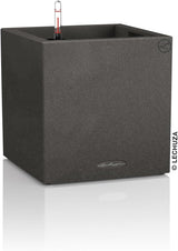 Lechuza CANTO Stone 30 înălțime, Negru grafit, Plastic de înaltă calitate, Include sistem de udare, Inserție de plantare detașabilă, Pentru uz interior și exterior, 13602, 30x30x56 cm