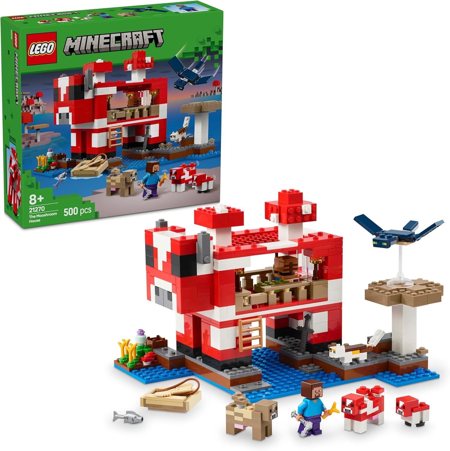 LEGO Minecraft The Mushroom Cow House, jucărie de construit pentru jocul video, model în țara ciupercilor cu minifigurine, Steve și alte personaje, set de joacă pentru băieți și fete de la 8 ani 21270 Seturi de constructie Besuche den LEGO-Store Titlu implicit