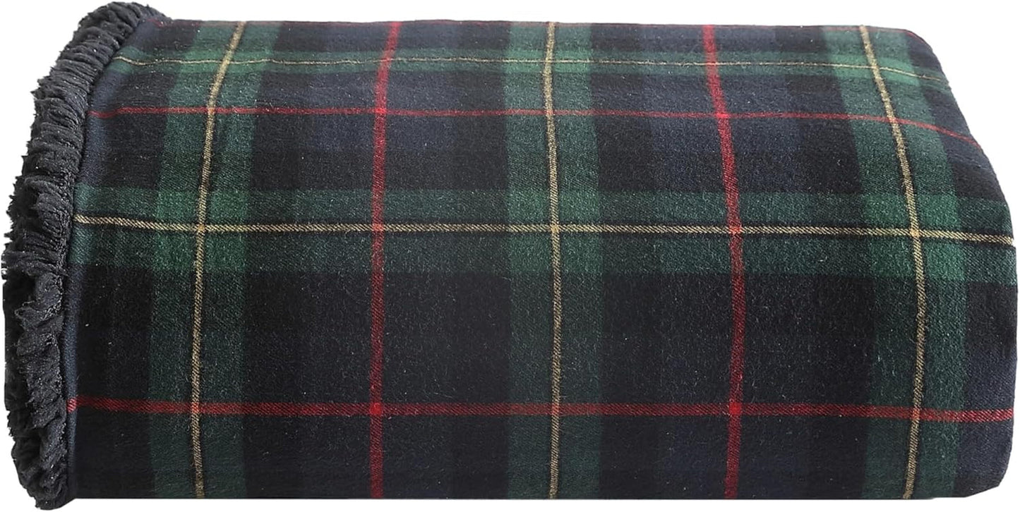 Eddie Bauer pătură, flanelă de bumbac, decorațiuni interioare, reversibilă, lenjerie de pat sherpa, carouri de pin, aruncare Plapumi si pilote Naty Shop Pine tartan, roșu/verde/antracit Aruncați