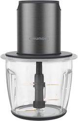 Grundig Delisia Novus CH 7140 Professioneller Multi-Zerkleinerer, 500 Watt, 4 Edelstahlmesser Mit Zirkonium-Beschichtung, 1L Glasbehälter, 2 Stufen, Anti-Rutsch-Unterlage, Dark Inox/Schwarz Bucatarie Naty Shop