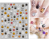 8 Blatt Nagelsticker Halloween Nagelaufkleber Selbstklebend Niedliches Kürbis-Schädel-Spinnennetz Niedlichen Kinder Geist Nail Art Sticker Dekoration Nageldesign Zubehör