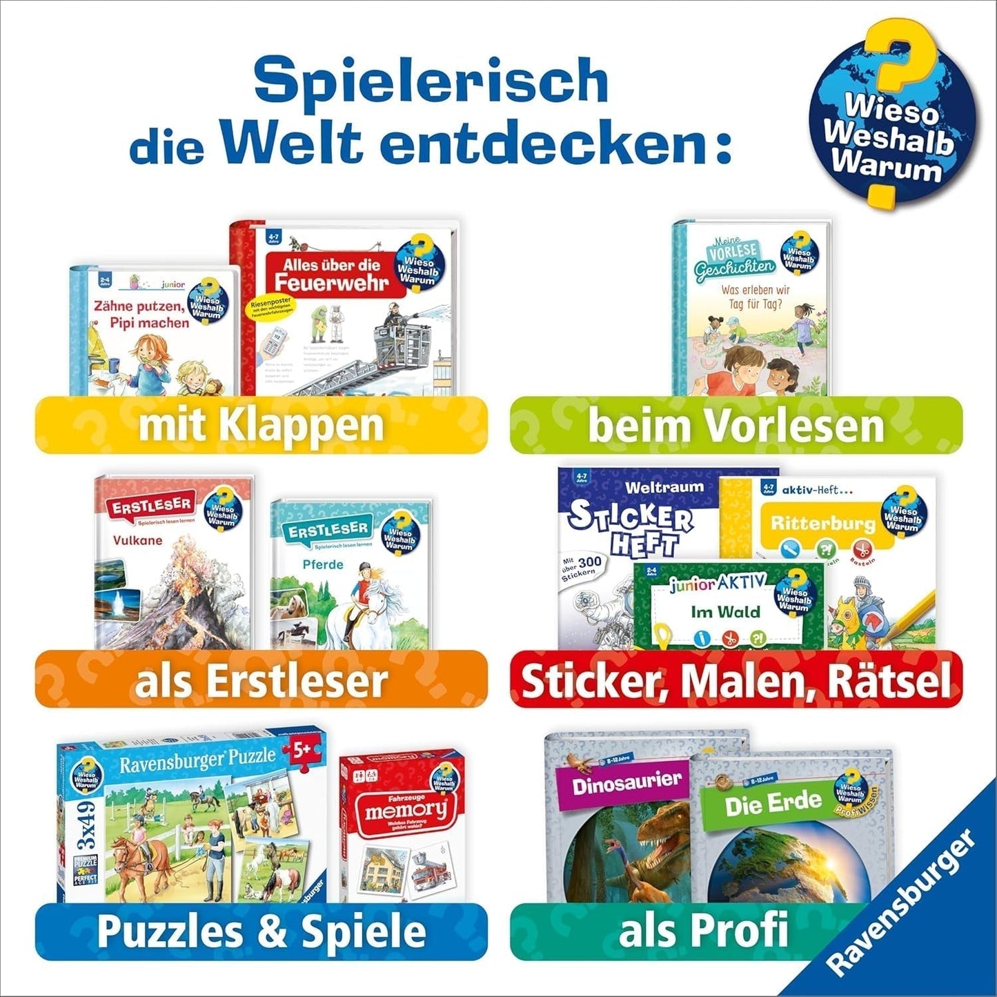 Ravensburger children's puzzle 13411 - Creaturi marine pe reciful de corali - De ce? De ce? De ce? Puzzle 150 piese XXL + poster de cunoștințe, pentru copii de la 7 ani Puzzle Naty Shop