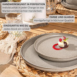 SÄNGER Cairo Clay | Set de veselă 24 piese, set de veselă din gresie pentru 6 persoane, 6 farfurii, 6 farfurii de desert, 6 boluri pentru paste, 6 boluri pentru servire, set de veselă gri | COLECȚIA VALUE