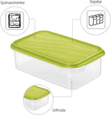 Rotho Rondo borcan pentru păstrarea alimentelor 1.5l cu capac, plastic (PP) fără BPA, transparent/verde, 1.5l (24.0 x 16.0 x 7.5 cm) Cutii depozitare alimente Naty Shop