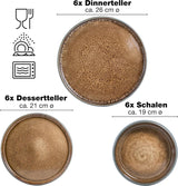 Set de veselă Moritz & Moritz SOLID din gresie, format din 18 piese, pentru 6 persoane - set de veselă pentru 6 persoane, format din 6 farfurii de cină, 6 farfurii de desert și 6 farfurii de sumă