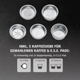 CASO EspressoGourmet Crema - Espressor portafiltru cu spumator de lapte, espresso, cappuccino, portafiltru din oțel inoxidabil, pompă ULKA 20 bar, aparat de cafea, cafea măcinată, capsule ESE