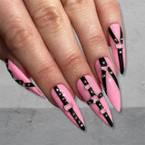 2PCS 5D Embossed Gothic Punk Nagelsticker, Nagel Sticker Selbstklebend Kreuz Und X-Form Halloween Nagelaufkleber, Nageldesign Zubehör Für Damen Nail Art