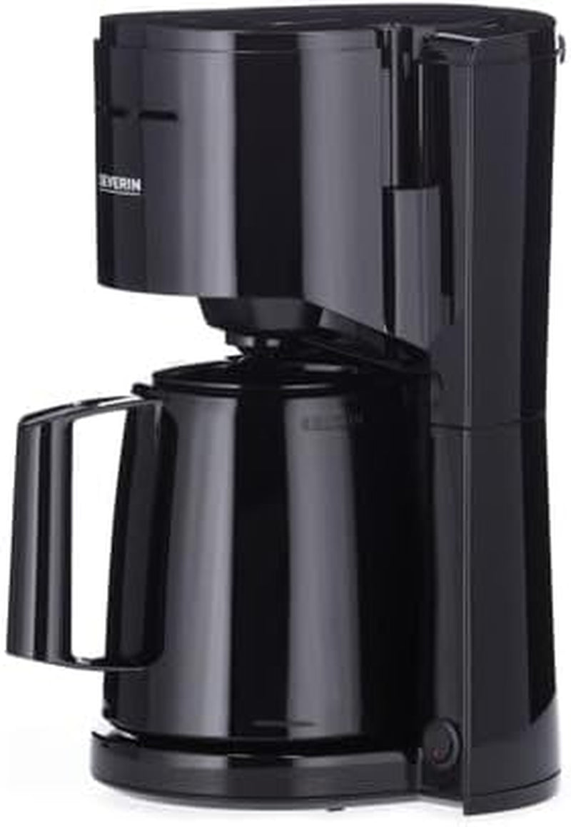 Aparat de cafea cu filtru SEVERIN cu carafă termică, aparat de cafea pentru până la 8 cești, aparat de filtru atractiv cu carafă izolată, negru, 1 litru, KA 9306