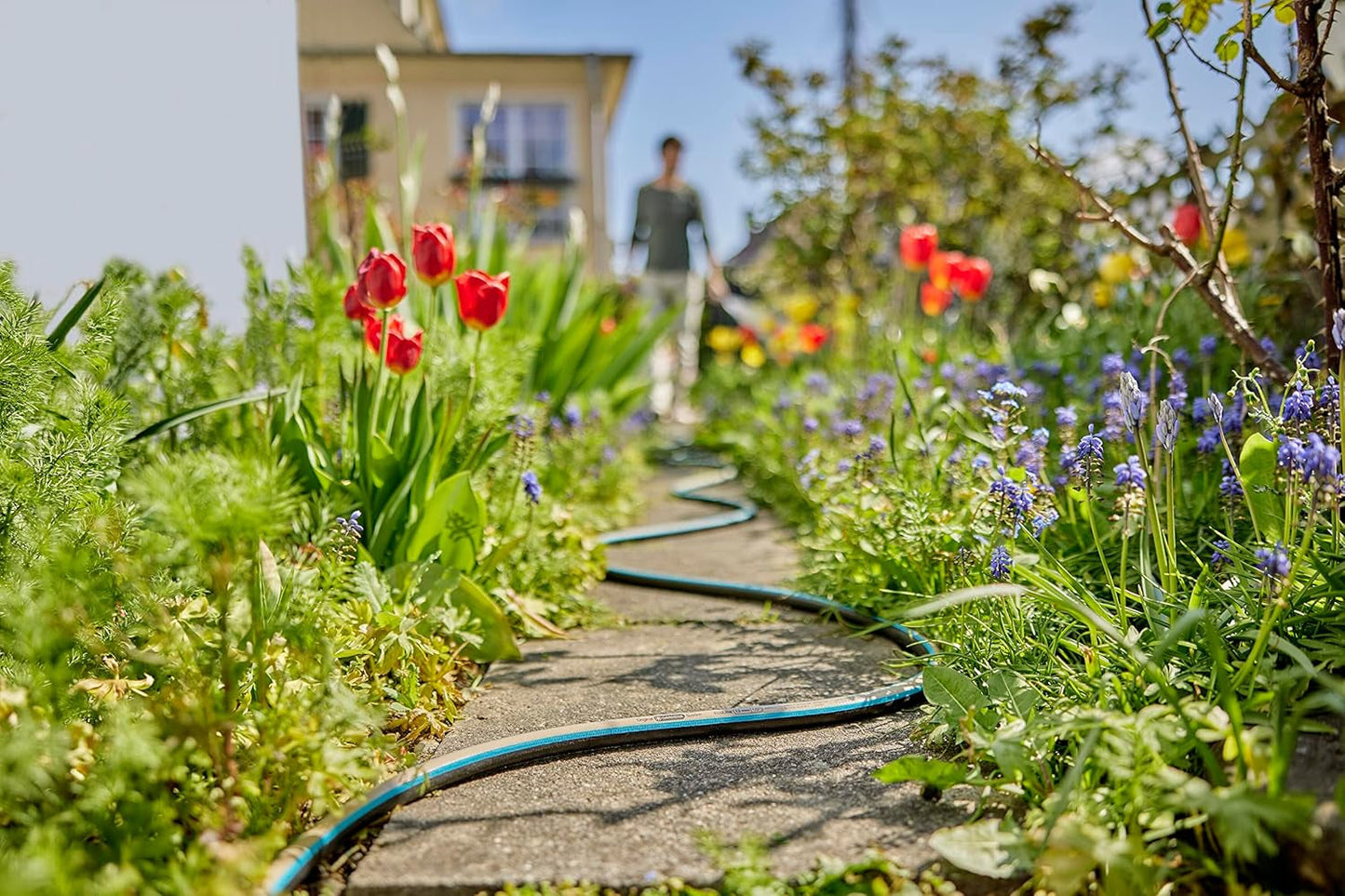 Furtun Gardena EcoLine 1/2 inch, 20 m fără componente de sistem: Furtun de grădină sustenabil fabricat din plastic reciclat, fără ftalați și poluanți, funcție de prindere puternică, rezistent la îngheț și UV (18930-20)