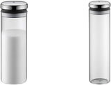 WMF Depot borcan de depozitare sticlă 1,5l, înălțime 28,5 cm, borcan de depozitare cu capac & Depot borcan de depozitare sticlă 2l, înălțime 36 cm, borcan de depozitare cu capac Cutii depozitare alimente Naty Shop Pachet cu borcan de sticlă de 2 litri