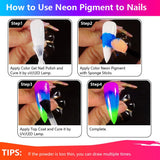Neon Phosphor Pigment Pulver Für Nägel Lidschatten - 12 Colors Neon Nagel Glitzer Augenpulver Maniküre Halloween Neon Make-Up Dekoration Nail Art Staub Pigment