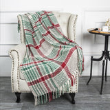 G Lake Orange Plaid Blanket Throw Acrylic Soft Reversible Coloured Fringed Bedspread Gift For Christmas Decorations 127 Cm W X 170.2 Cm L-Pumpkin Orange Paturi si Cuverturi G Lake Culoarea Crăciunului 50" W X 67" L