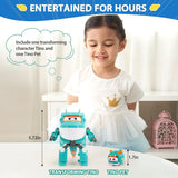 Super Wings EU770447 - Transforming Tino & Pet, figură de joacă transformabilă cu înălțimea de aprox. 14,5 cm și animal de companie cu înălțimea de aprox. 4,3 cm, pentru copii cu vârsta de peste 3 ani Action figures Naty Shop