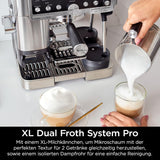 Aparat de cafea Ninja Luxe Pro 3 în 1 cu râșniță și spumator pentru latte, cappuccino, Cold Brew și espresso, ușor de utilizat, 5 presetări pentru spumator, argintiu, ES701EU