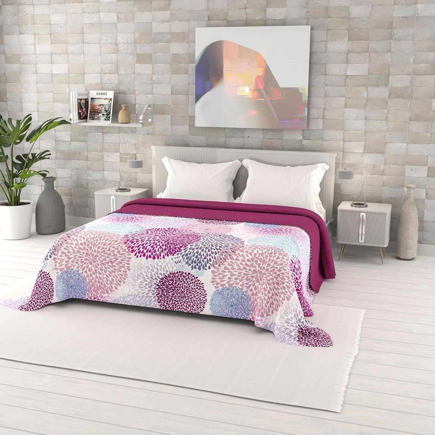 Cuvertură de vară imprimată Fantasy, umplutură din poliester, Petali, 260X270Cm Plapumi si pilote Naty Shop Soffioni 260X270Cm