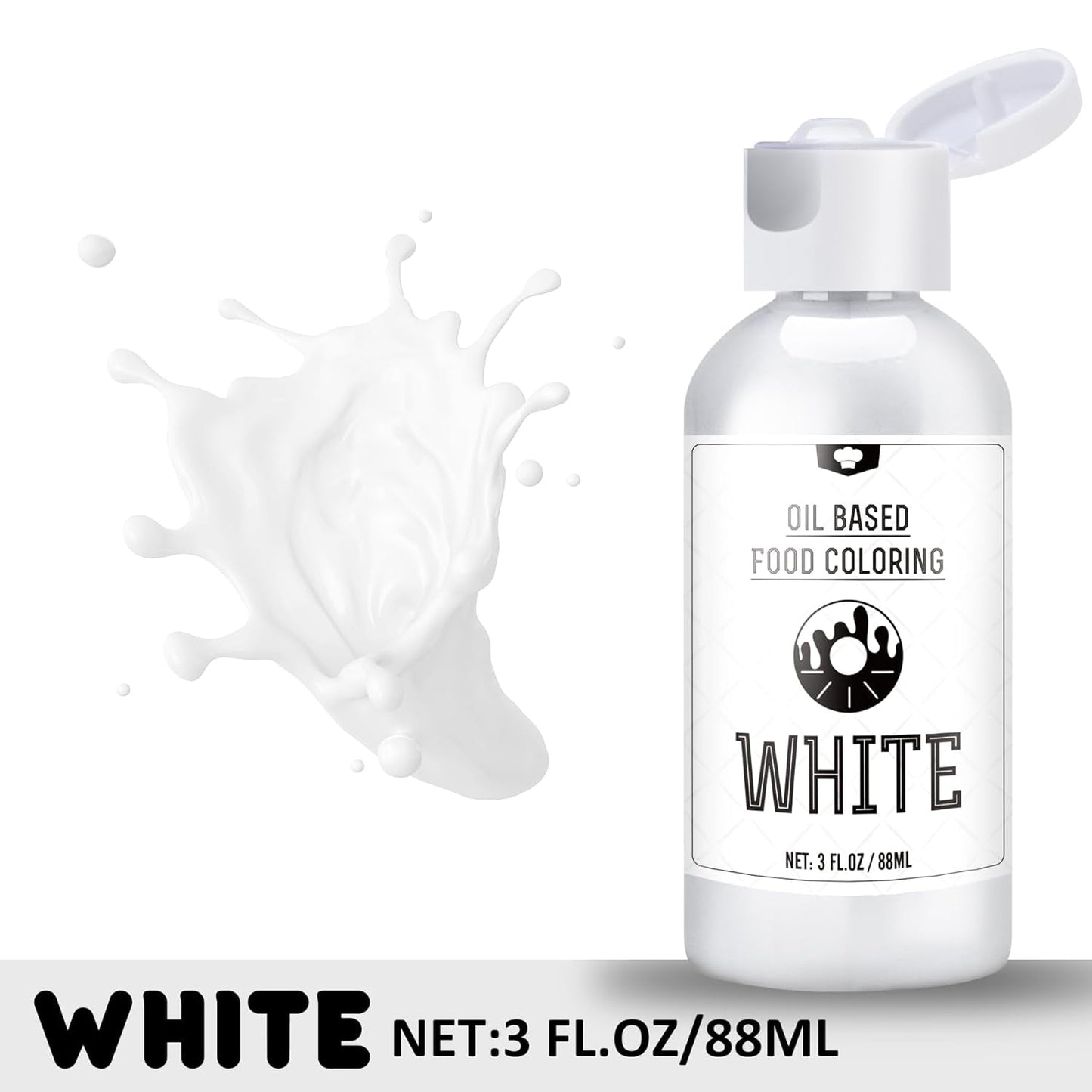 Colorant alimentar liposolubil pentru ciocolată - 88 ml colorant alimentar pe bază de ulei pentru fondant, copt, prăjituri, fursecuri - Colorant alimentar lichid fără aromă pentru unt de cacao, prăjituri, cremă de unt (alb)