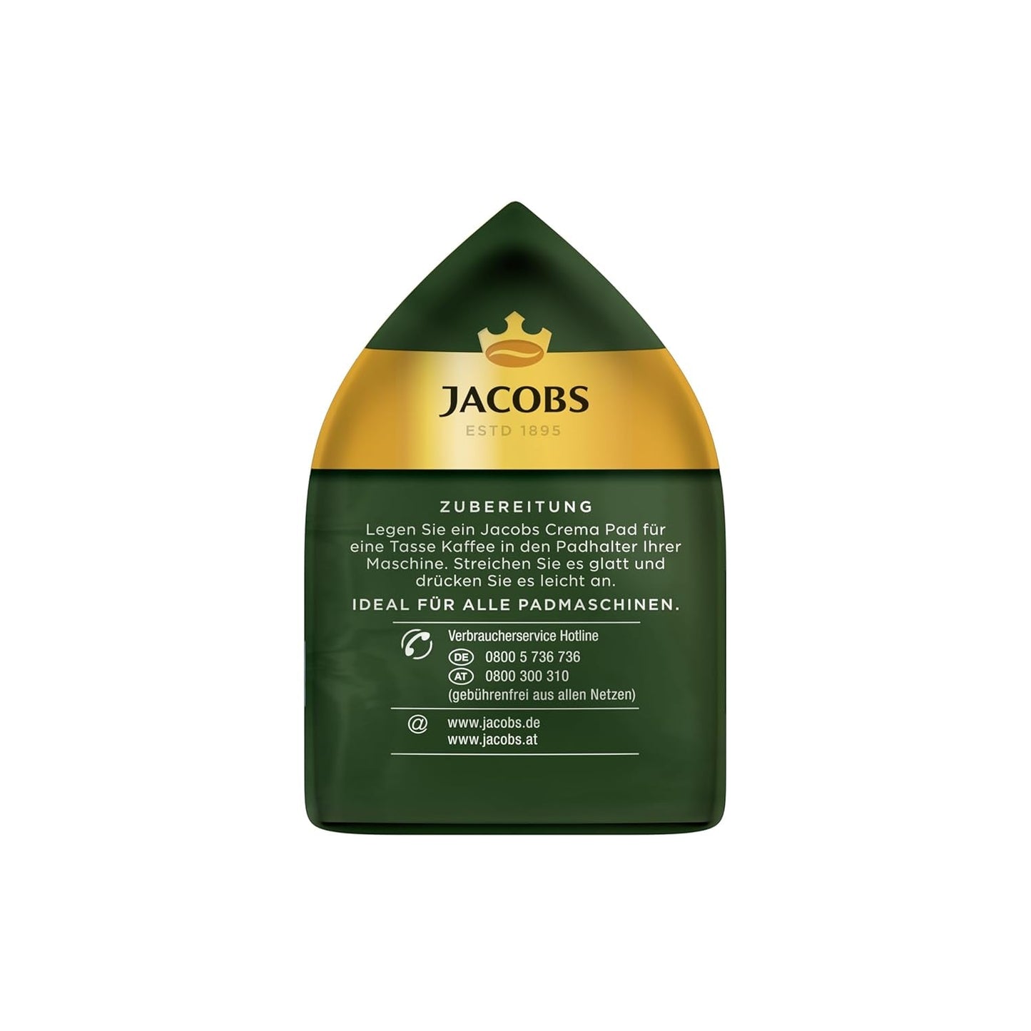 Jacobs Pads Crema Mild, Senseo kompatible Pads, 5 x 18 Getränke, 90 Kaffeepads