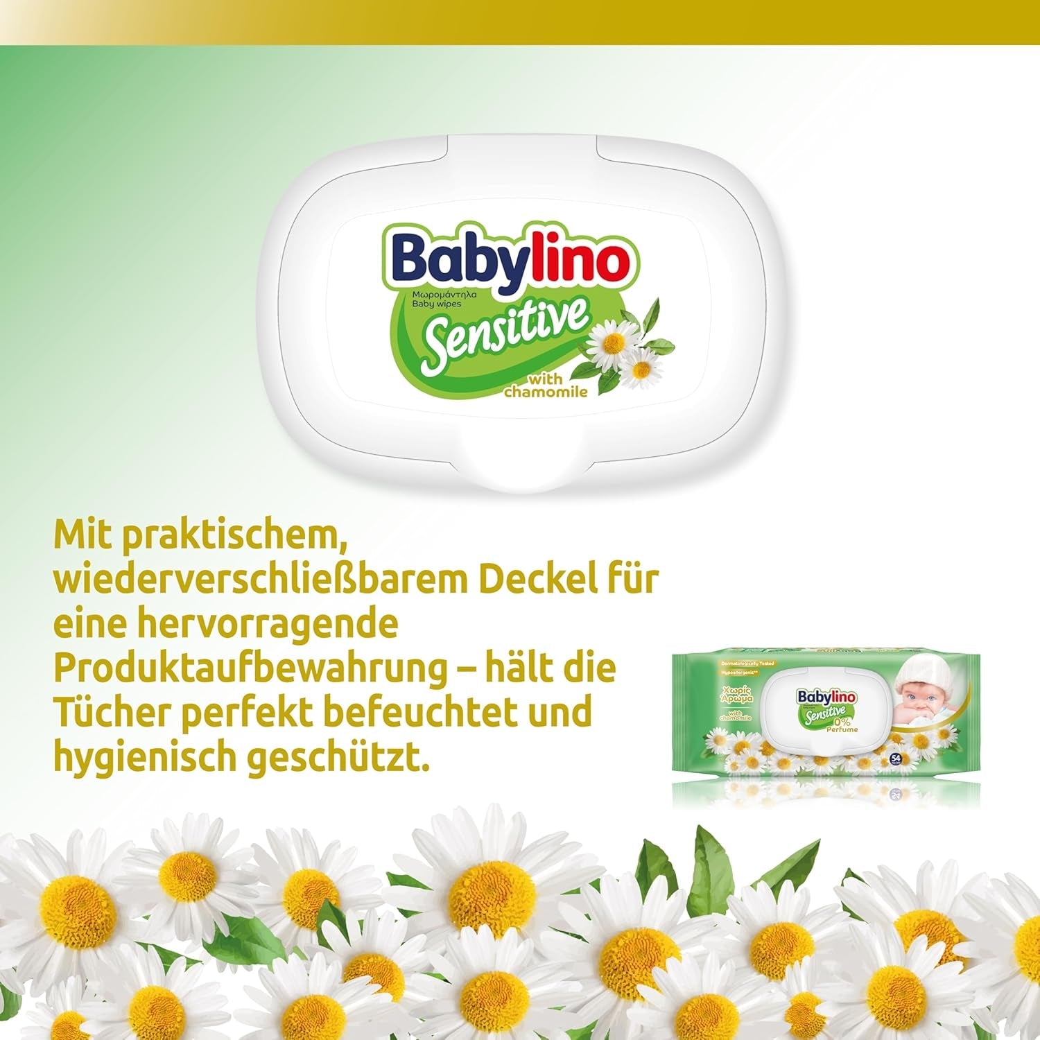 Șervețele umede pentru bebeluși sensibili, 0% parfum, formulă 98% naturală care restabilește echilibrul pH-ului pielii, cu sigiliu de prospețime, 54 de șervețele
