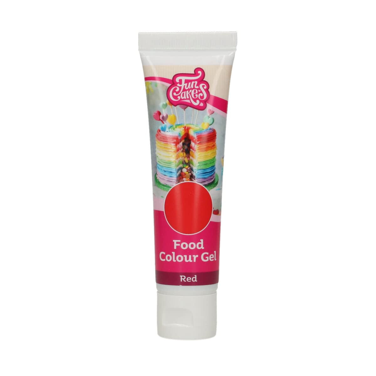 Colorant alimentar Funcakes, gel roșu: Colorant alimentar foarte concentrat pentru aluat, cremă, fondant și marțipan. Dozare ușoară. Picătură individuală pentru a crea culori vibrante. Halal. 30 g.