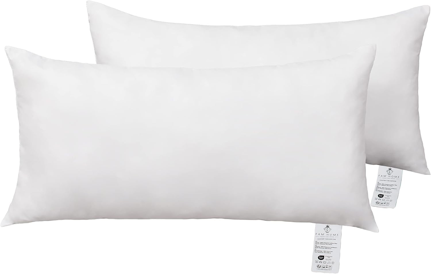 FAM Home Pernă 80X80 Set de 2 Microfibre moi - Pernă 80X80 Suferă de alergii Cu suport optim pentru gât și cap - Pernă interioară Respirabilă Reglarea umidității Antibacteriană Perne ortopedice cervicale Naty Shop Set de 2 40 X 80cm