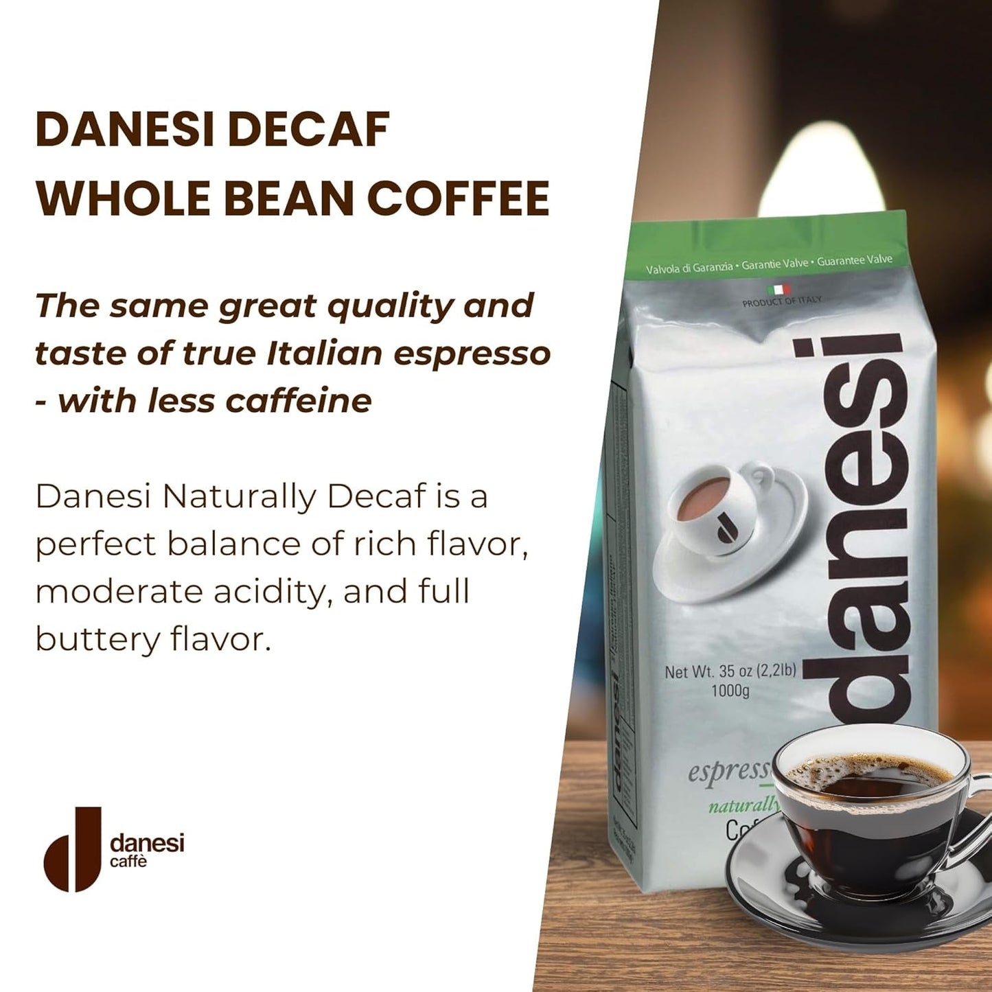 Danesi Decafeinato (Decofeinizat), Fasole, 1 Pachet (1 x 1 kg)