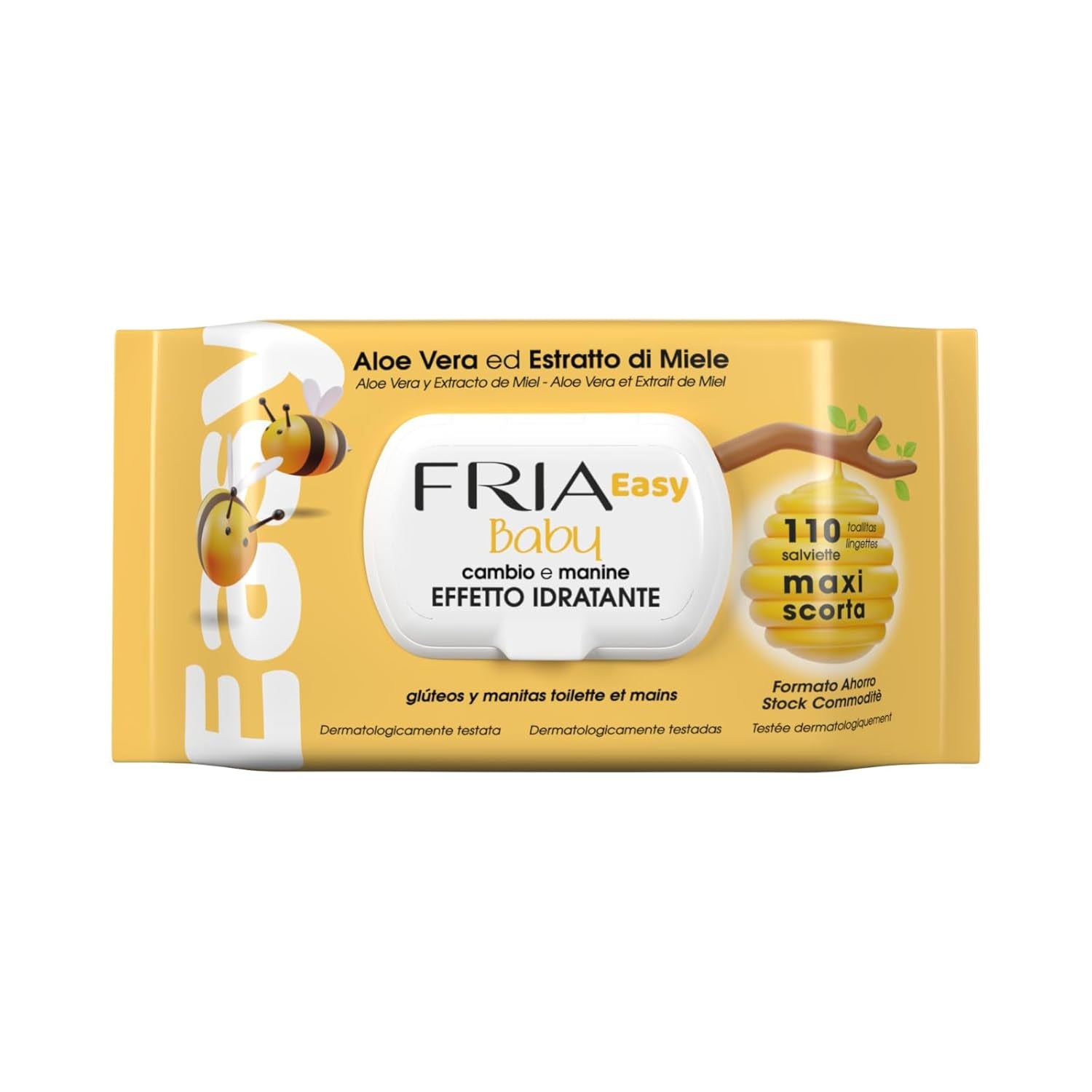 Șervețele umede Easy Baby, cu aloe vera și extract de miere cu efect hidratant pentru piele, testate dermatologic, pachet de 330 de șervețele