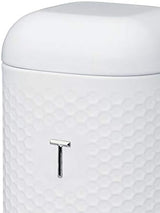 KitchenCraft Lovello caddy pentru ceai, caddy din oțel alb, suprafață texturată, stil 1950 cu capac, pentru ceai vrac și pliculețe de ceai, 11 cm x 11 cm x 19 cm, Ice White Cutii depozitare alimente Naty Shop