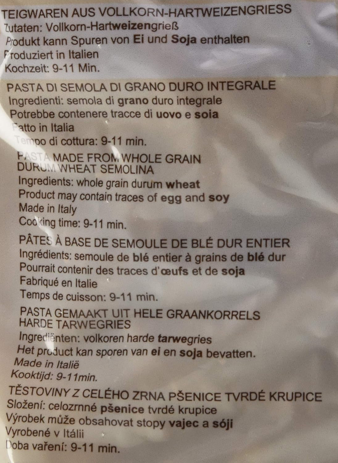 Spirale de paste integrale, pachet de 10 (10 x 500 g)