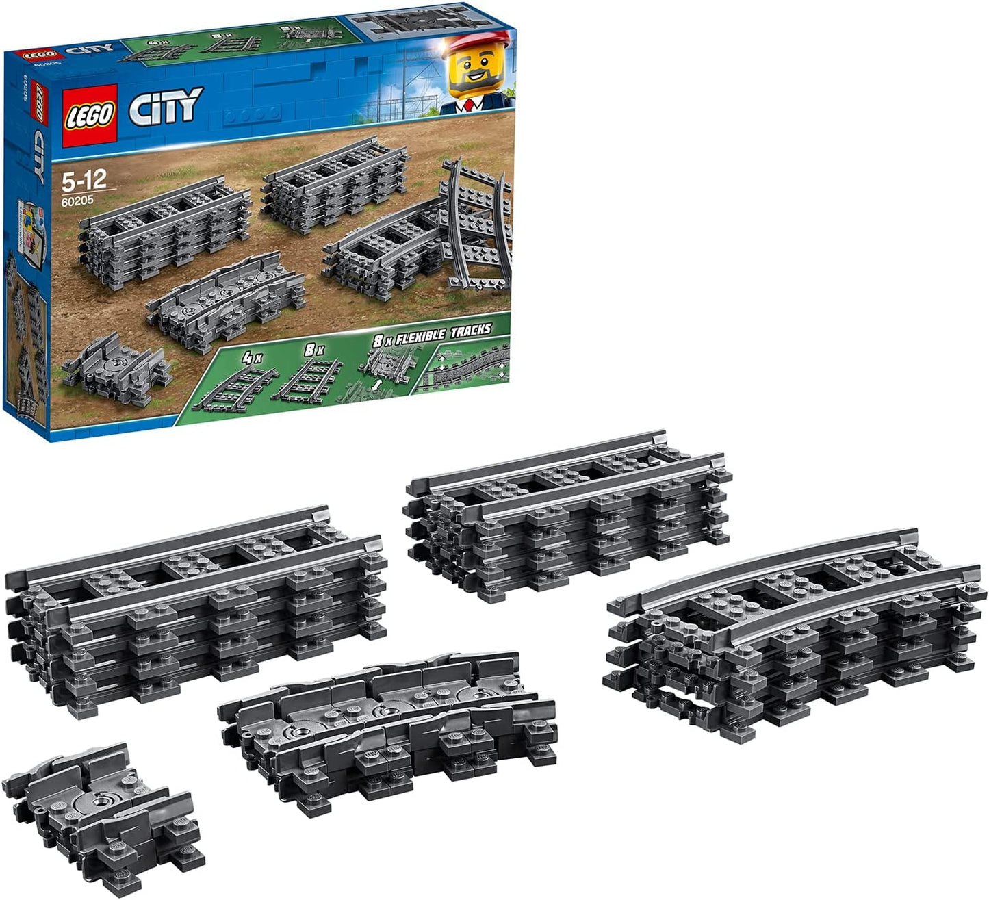 LEGO 60205 City Tracks, 20 piese, set de expansiune pentru copii, băieți și fete, set de jucării Seturi de constructie Besuche den LEGO-Store 26X72X19Cm Singur