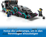 LEGO City Car Transporter cu mașină de curse, camion jucărie cu rampă de încărcare reglabilă și mașină de curse, set de construcție cu 2 minifigurine, șofer de curse și șofer de camion, copii de peste 6 ani 60406 Seturi de constructie Besuche den LEGO-Store