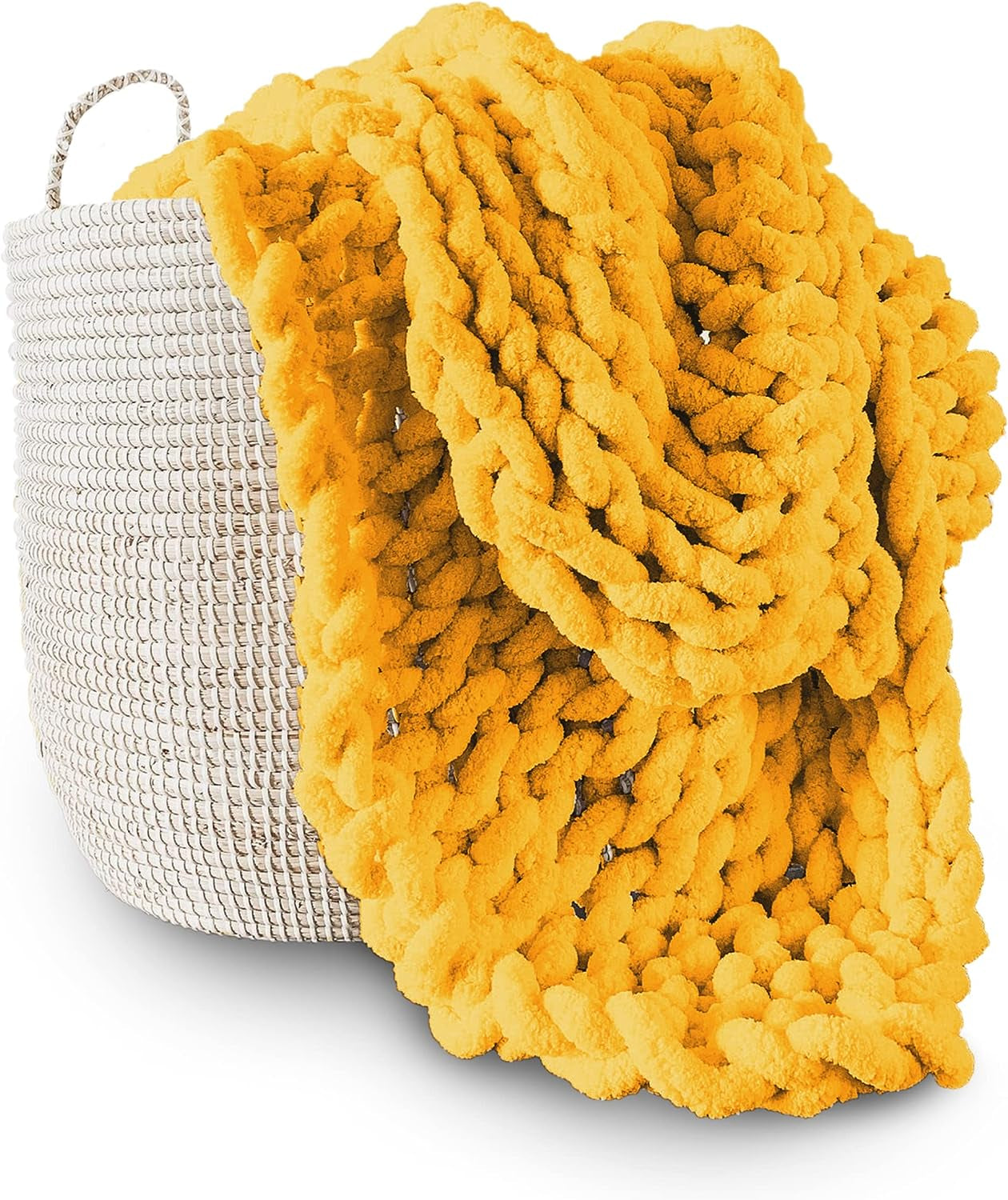 Chunky pătură tricotate, arunca, 100% mână tricotate cu jumbo chenille fire (127 X 152.4 Cm, gri liliac) Paturi si Cuverturi Adyrescia Galben 30 "X40"