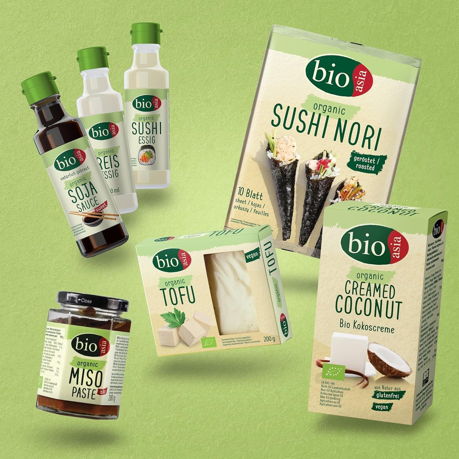 BIOASIA Tăiței Mie Organici, tăiței din grâu fără ou, preparați rapid și ușor, vegetarieni (8 x 250 g)
