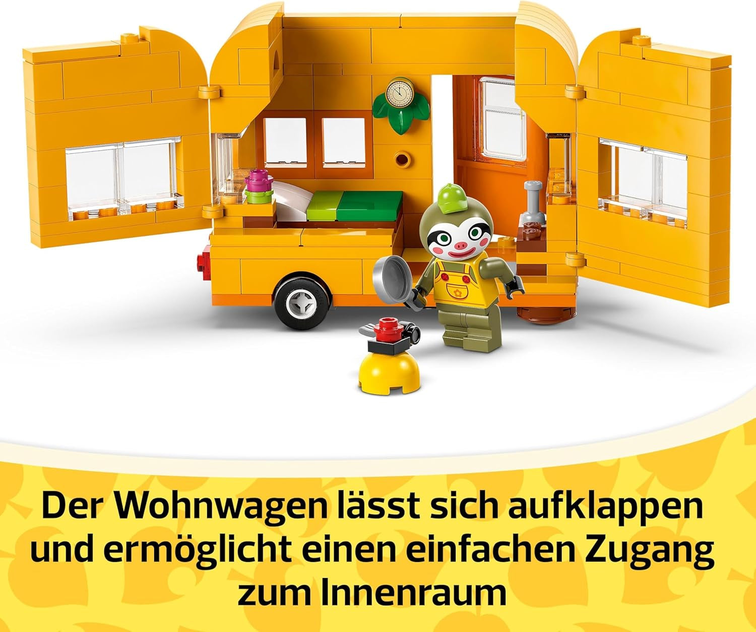 LEGO Animal Crossing Gerd's Caravan & Garden, set pentru jocuri de rol, mașină de jucărie pentru copii, cadou pentru fete și băieți de la 7 ani, jucărie pentru jocuri video cu figurine de animale 77054 Seturi de constructie Besuche den LEGO-Store