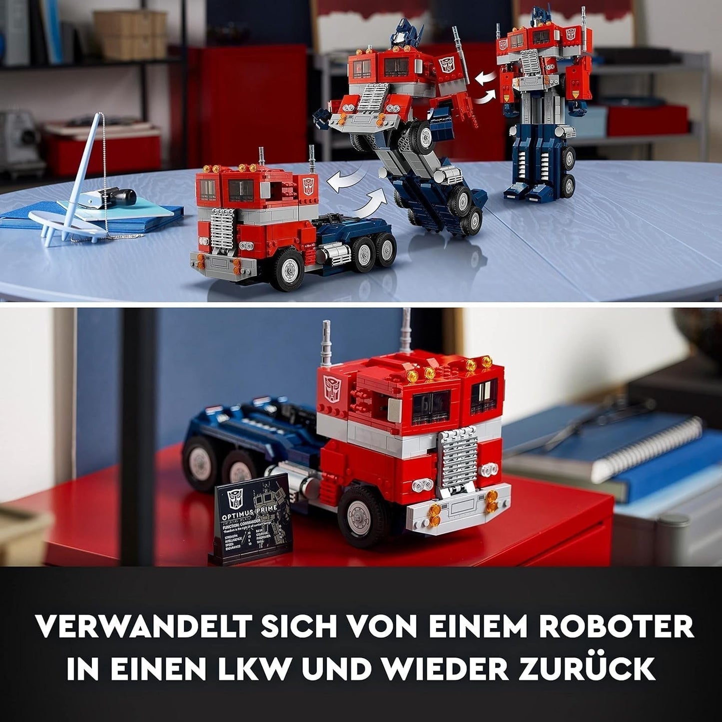 LEGO 10302 Icons Optimus Prime Set, 2In1 Robot Figura și camion Model, Transformers Toy Model Kit pentru adulți, Ziua de naștere sau Crăciun cadou pentru bărbați, femei, ea și el Seturi de constructie Besuche den LEGO-Store
