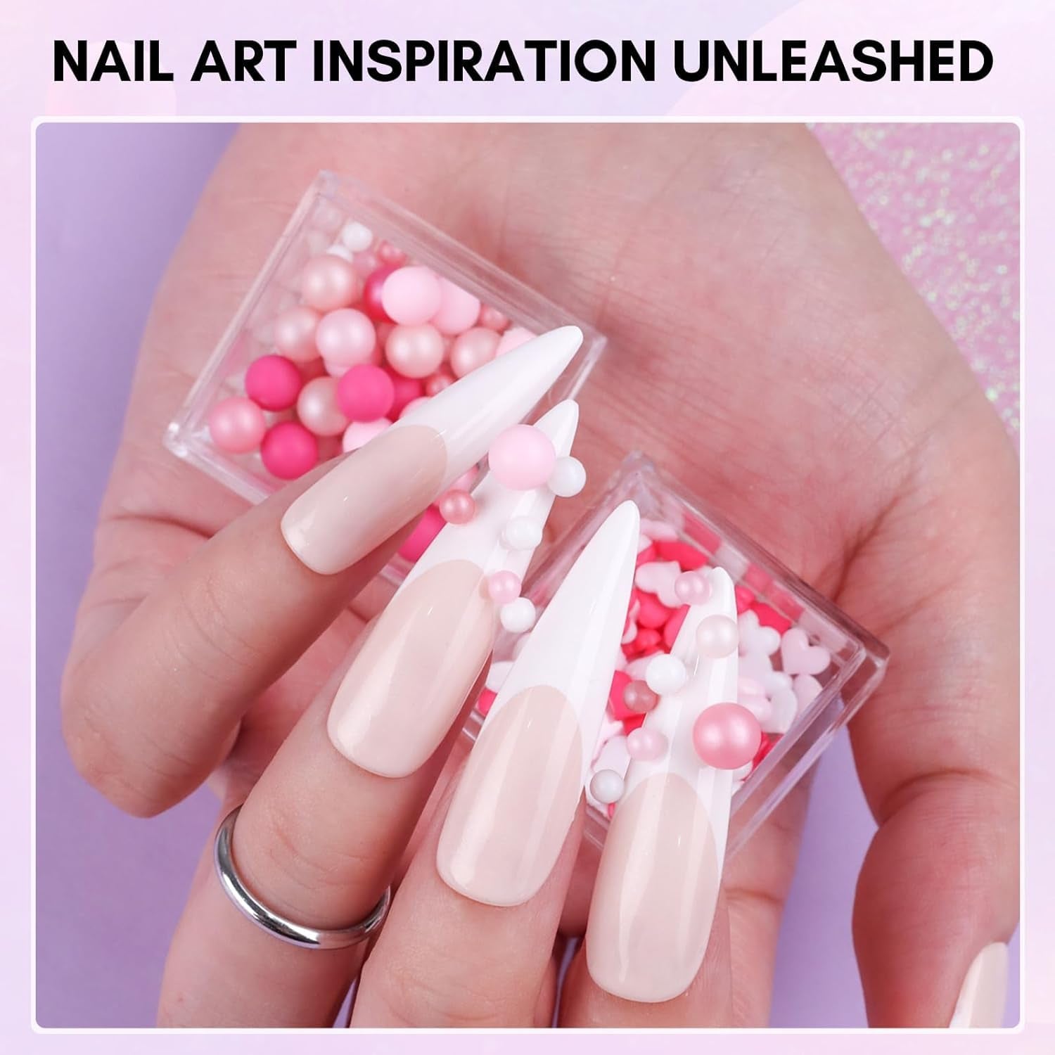 Gel adeziv pentru strasuri Makartt - Set de adeziv UV pentru unghii 15ml cu brelocuri roz pentru unghii, bijuterii pentru unghii în formă de inimă și cerc și accesorii pentru designul unghiilor, pentru manichiură acasă, cadou de Ziua Îndrăgostiților