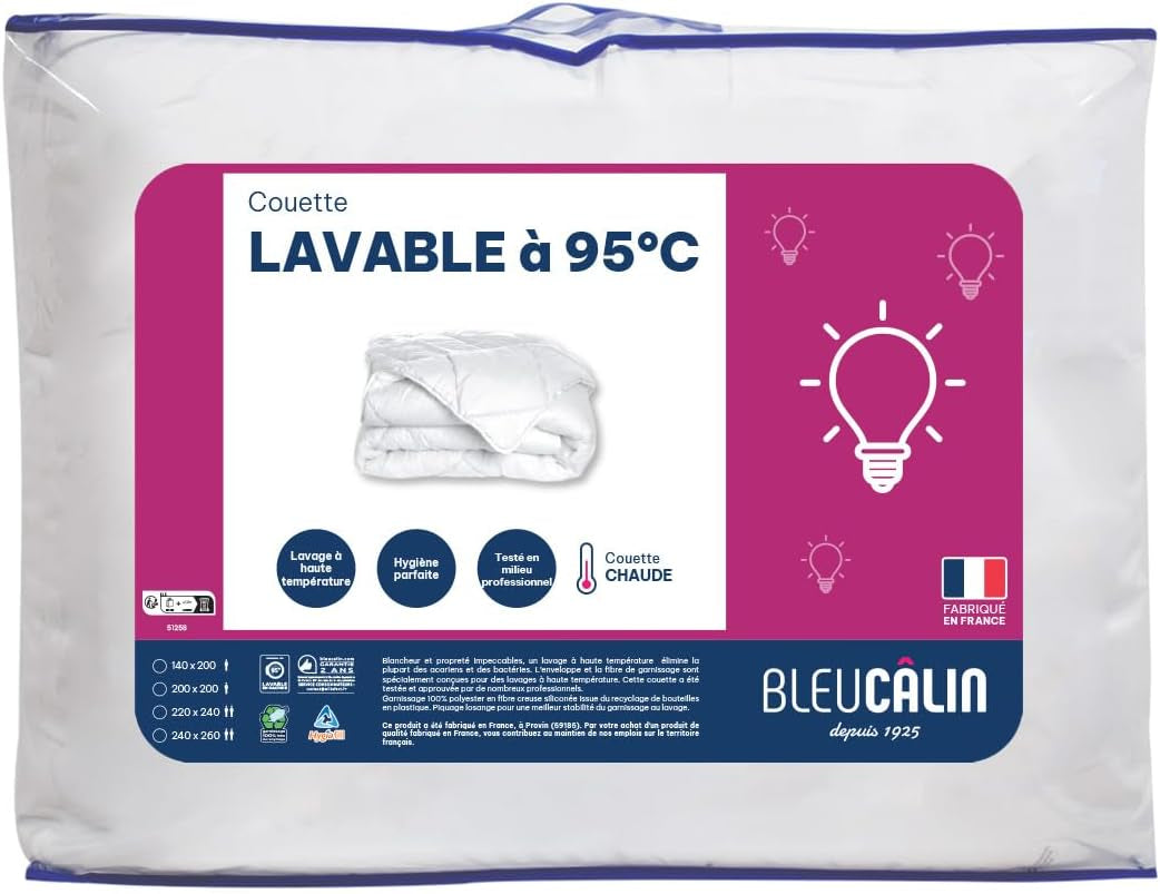 Plapumă caldă pentru 1 persoană, Hygiafill 95° lavabil, testat profesional, alb, 140X200Cm, KBOB40 Plapumi si pilote Naty Shop 140 X 200 Cm