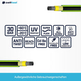 Furtun de grădină CELLFAST, furtun de apă cu 5 straturi, material textil dublu împletit cu bordură transversală, furtun de irigații, rezistent la UV, anti-alge, flexibil, 30 bar, 3,4 inci, 50 metri, verde