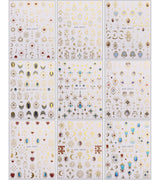 JMEOWIO Nagelsticker Herz Mond Stern 9 Blatt Nail Art Sticker Selbstklebend Nagelaufkleber Bunt Dekoration Nageldesign Zubehör