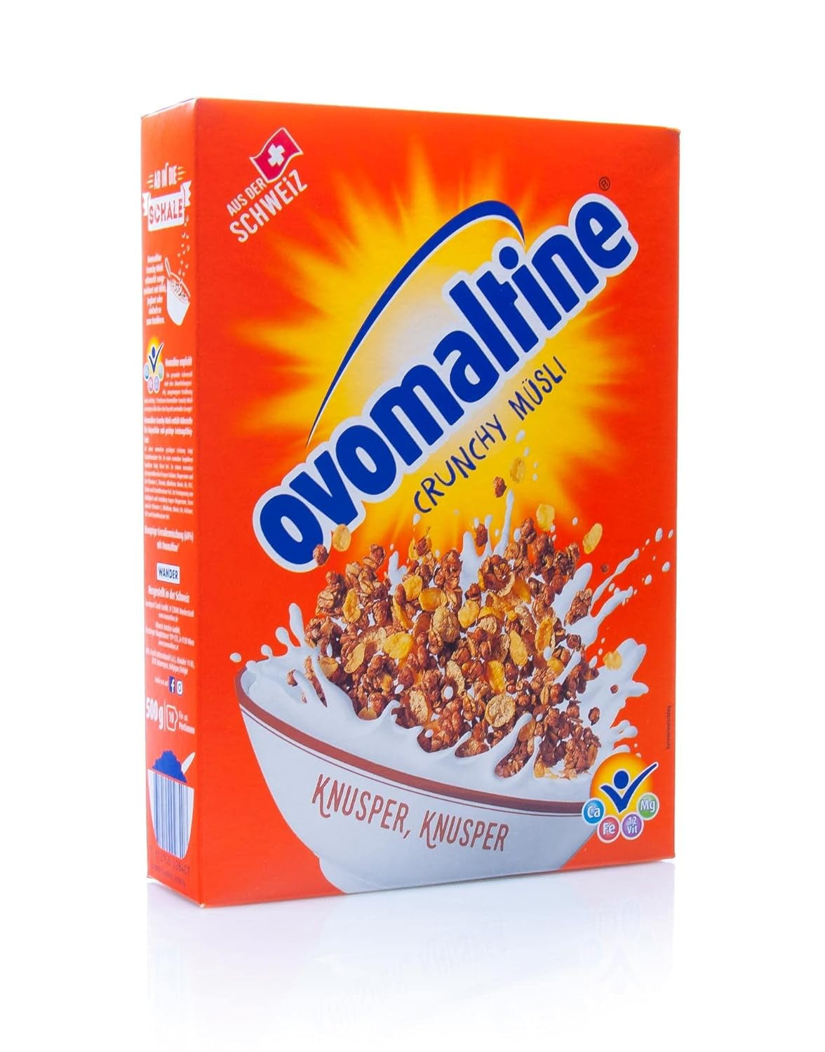 Ovomaltine Crunchy Muesli - muesli crocant cu ciocolată, cu un amestec unic de cereale și Ovomaltine - muesli cu ciocolată, vitamine, fibre și minerale valoroase (1 x 450g)