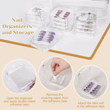 Set de cutii pentru depozitarea unghiilor INMORVEN – 14 cutii transparente pentru unghii + 1 cutie mare și 60 de discuri adezive – Ideal pentru depozitarea unghiilor false, accesoriilor pentru unghii cu gel și ojei (14 bucăți într-un singur strat)
