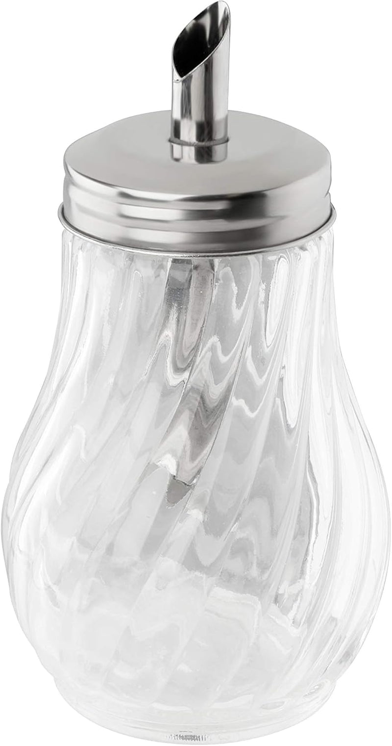 Dozator de zahăr FMprofessional 280 ml FLEURETTE, recipient de sticlă, recipient pentru dozare ușoară, recipient pentru diverse ocazii, recipient de înaltă calitate (culoare: argintiu), cantitate: 1 bucată