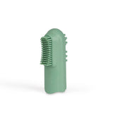 Inel de dentiție din cauciuc natural organic pentru bebelușii care își fac dentiția, masează gingiile, fără BPA, moale, promovează motricitatea fină, design cu dinozauri (639-V1) și periuță de dinți pentru degete din cauciuc natural