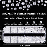 12 Größen Nail Art Perlen, Flache Perlen, Nail Art Accessoires, Halbkreis Nagelperlen, Weiße Nail Charms Und Glitzersteine Nägel Für Nail Art Design, DIY Basteln, Alltag, Hochzeit (2 Boxen)